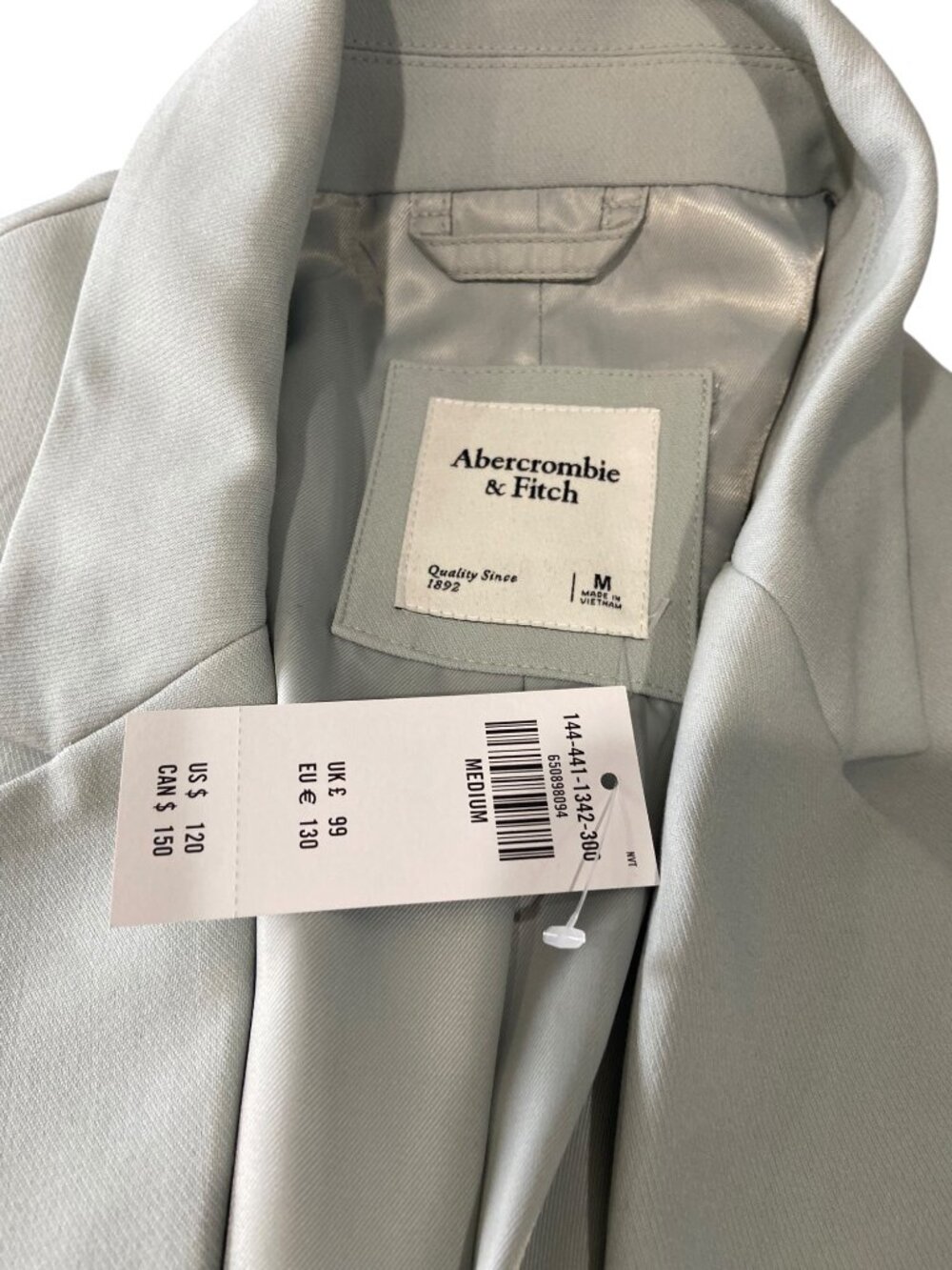 Abercrombie & Fitch Relaxed Suiting Blazer Mint Green Size M NWT Minimalist Cute - Picture 3 of 13